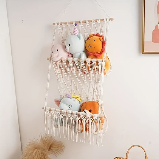 Mesh Toy Hammock, Delicate Lace Organization System, Hanging Storage Solution for Playroom, Exquisite Decor for Bedroom, Perfect Gift for Christmas, Thanksgiving, New Year, or Valentine's Day.