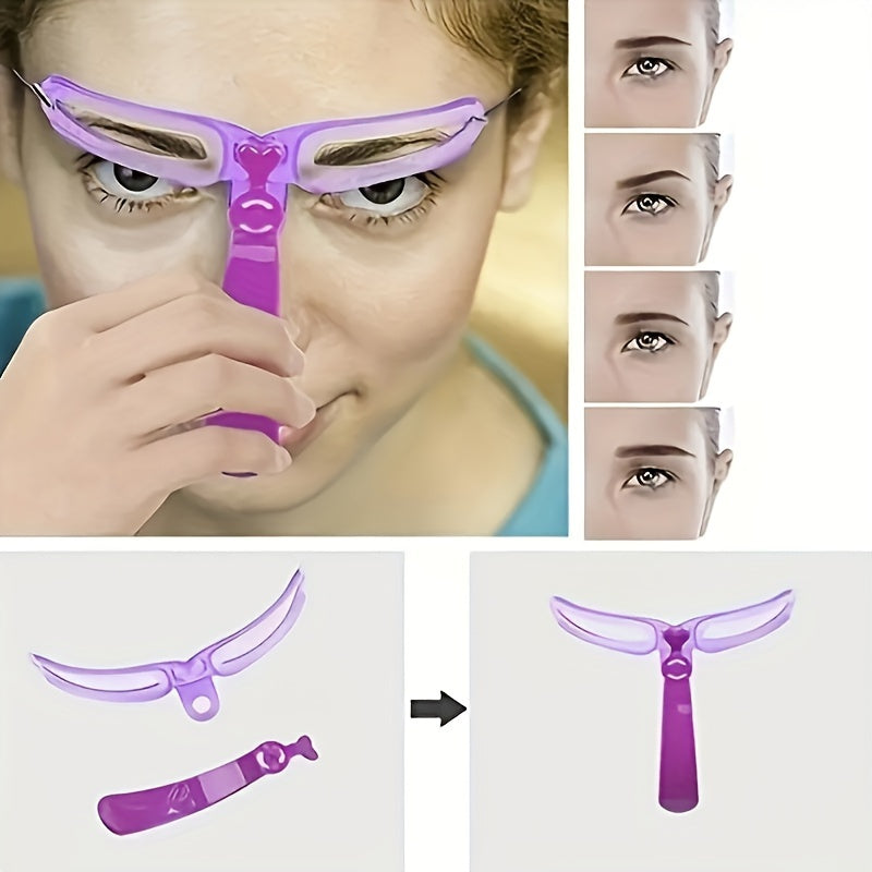 8-piece reusable eyebrow stencil kit with handle for easy shaping and template use.