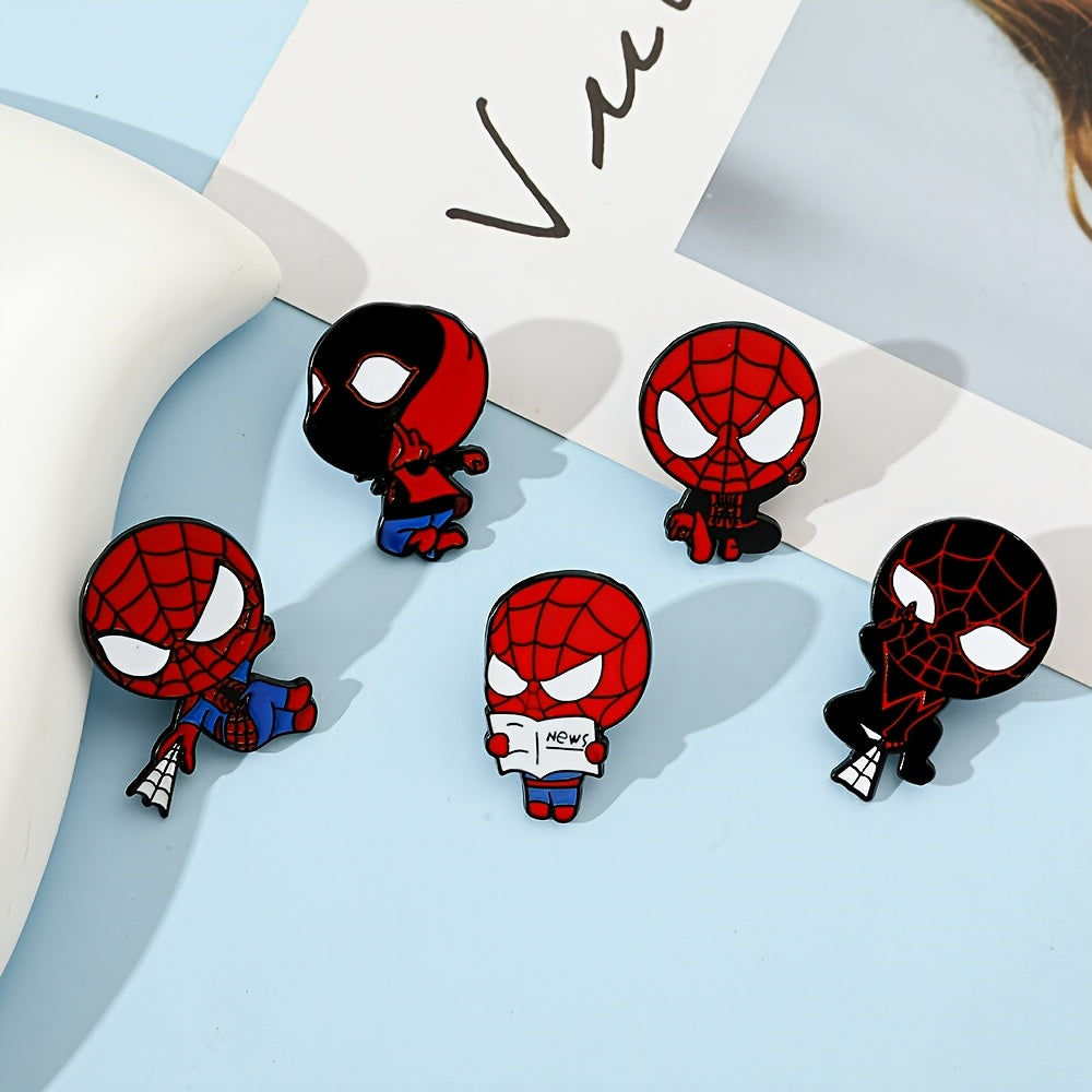 Set of 6 Marvel Spider-Man Enamel Brooch Pins, Adorable Cartoon Anime Design made from Alloy Metal, Unique Irregular Shaped Fashion Accessories for Clothing and Backpacks, Perfect Gift for Friends