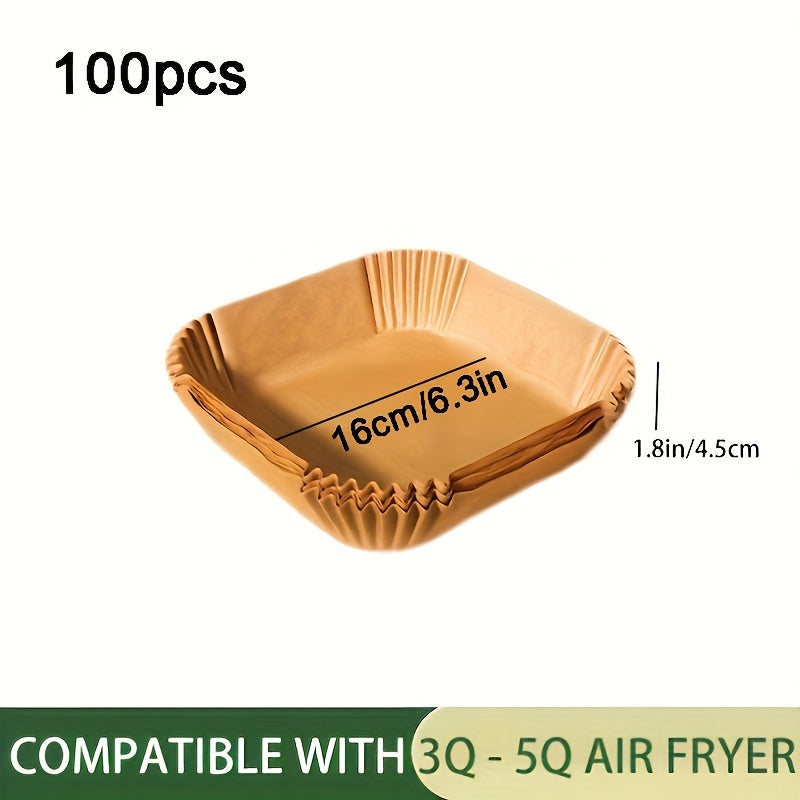 Disposable Air Fryer Liners available in packs of 30, 50, or 100 pieces. These liners come in two sizes, 16.0cm and 20.07cm, and can be used as Paper Air Fryer Liner Pots, Paper Basket Bowls, Baking Trays, and Oven Accessories. They are essential Baking