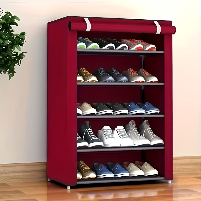 Double your shoe storage with this 1-piece shoe cabinet organizer. Made with a combination of plastic and metal, this multi-layer shoe rack offers ample space for all your footwear. Its freestanding design makes it convenient for placement in any closet.