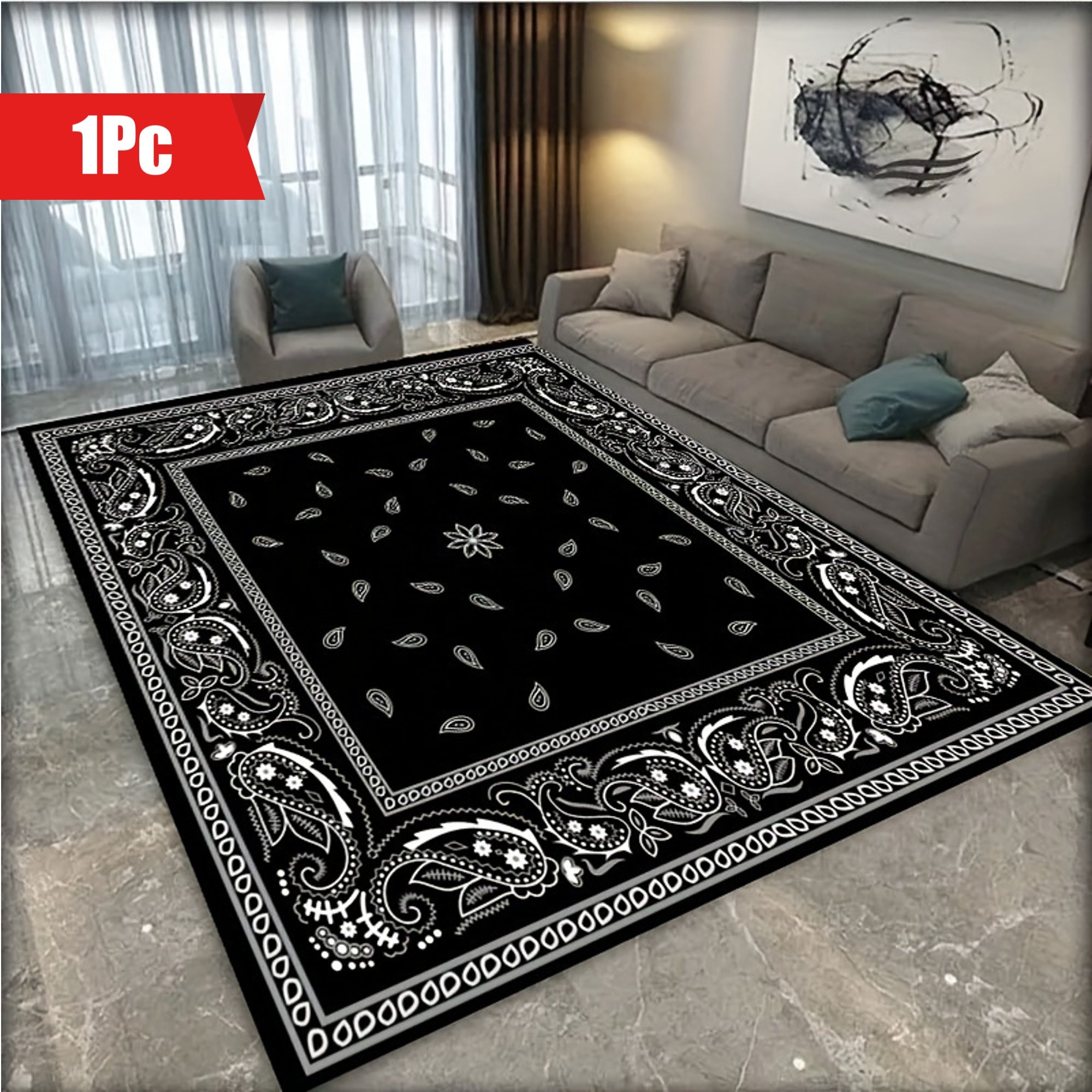 Modern and stylish, this durable vintage rug is perfect for any room in your home. Whether you use it in the living room, bedroom, kitchen, or outdoors, this washable floor mat is a versatile and practical addition to your home decor. Its sleek design