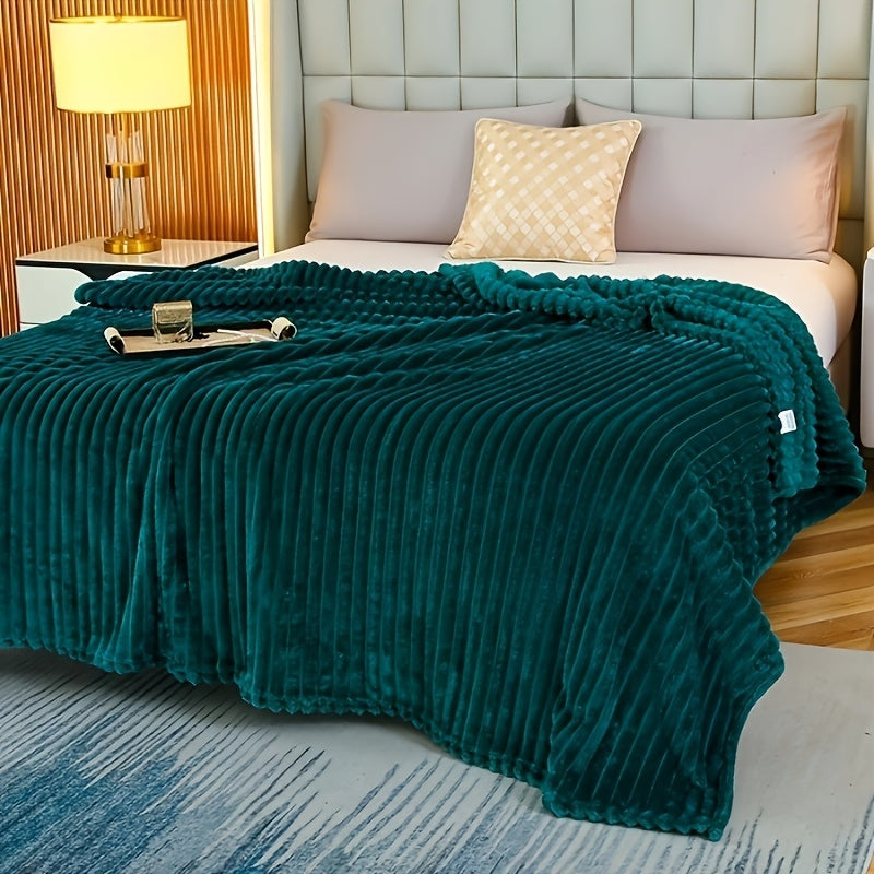 Trendy Taffeta Lambswool Blanket with Drawstring, Rolled Edge, and Multifunctional Use - Perfect for Bedroom, Office, or Travel. Great Christmas Gift - Available in Deep Green!