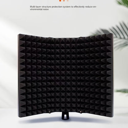 Portable singing recording studio with windproof, sound-absorbing, and noise-canceling features. Includes a professional microphone cover and folding soundproof screen. Perfect for Eid