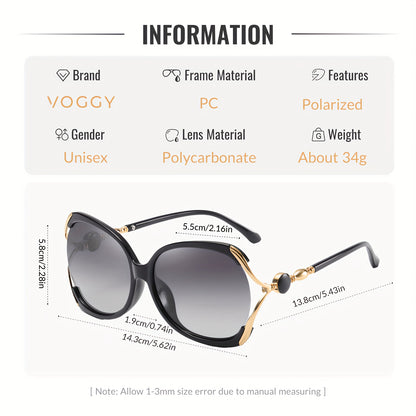 VOGGY Retro Polarized Fashion Glasses - Stylish Protection in Black Frame with Golden Accents for Men & Women, Ideal for Driving, Fishing, Cycling, and Outdoor Activities