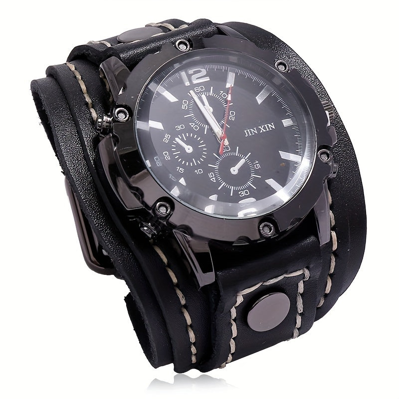 Retro style casual watch for men with a punk vintage design.