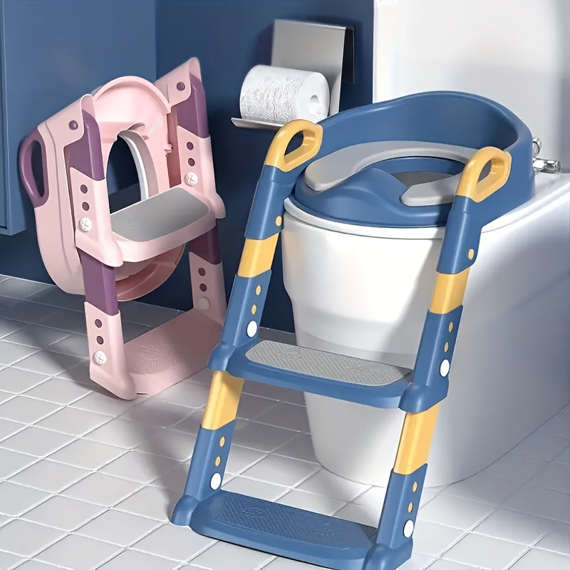 Adjustable Height Potty Training Seat with Ladder, Made of PVC Material, Features Non-Slip Feet and Easy-to-Clean Design. Includes Ideal Gift for Christmas, Halloween, Thanksgiving, Suitable for Children Ages 0-6 Years Old.