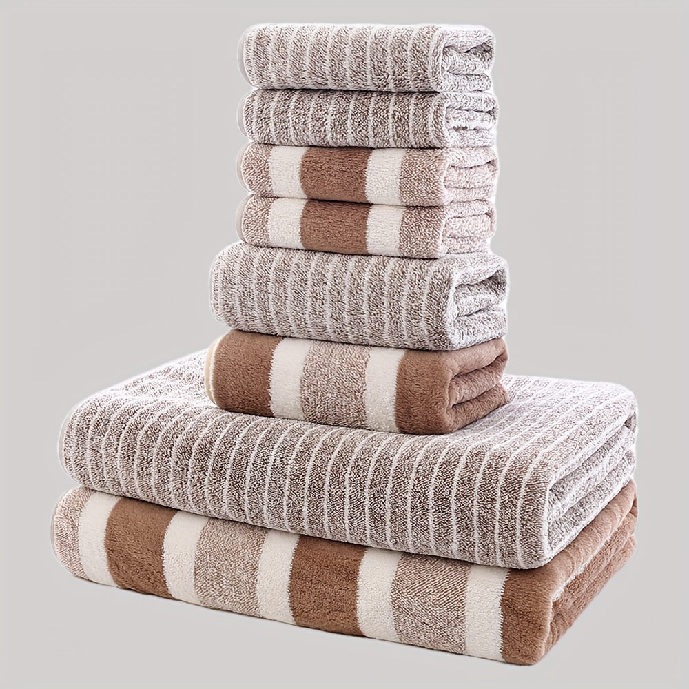 A set of 8 towels, including 2 hand towels, 2 bath towels, and 4 face towels, designed for business environments like spas, foot therapy, steam baths, and hotels. These ultra-soft, thick