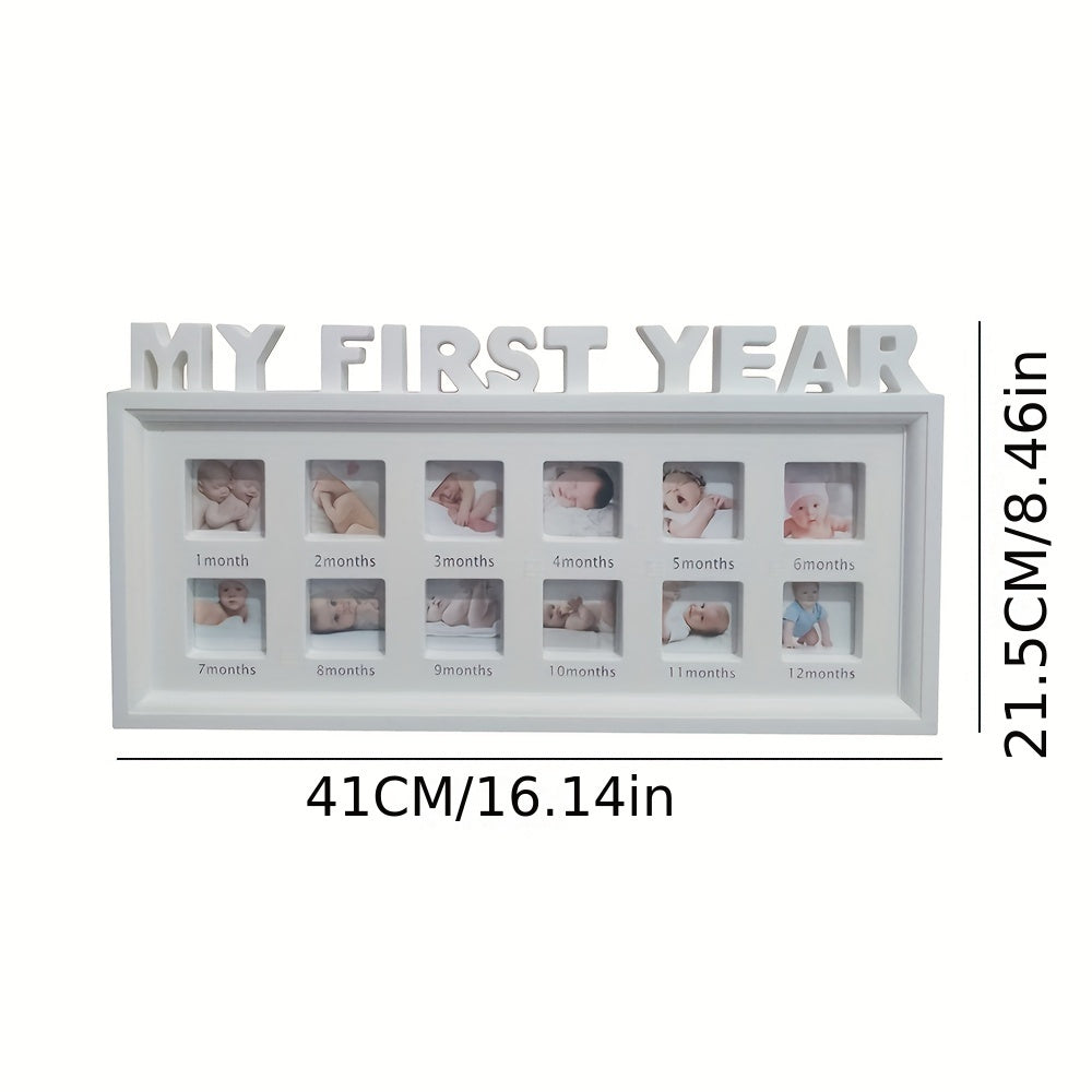 Unique One Year Old Full Moon 12 Month Anniversary Picture Frame Stand - Capture your child's growth with this versatile photo frame, suitable for hanging on the wall or displaying on a shelf. Perfect for gifting this Christmas!