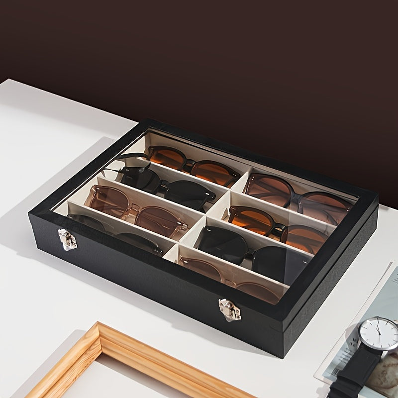 [Top Pick] Elegant High-end Glasses Case for Fashionable Individuals, Premium Storage and Display Box for Glasses, Features 8 Compartments, Glasses Sold Separately