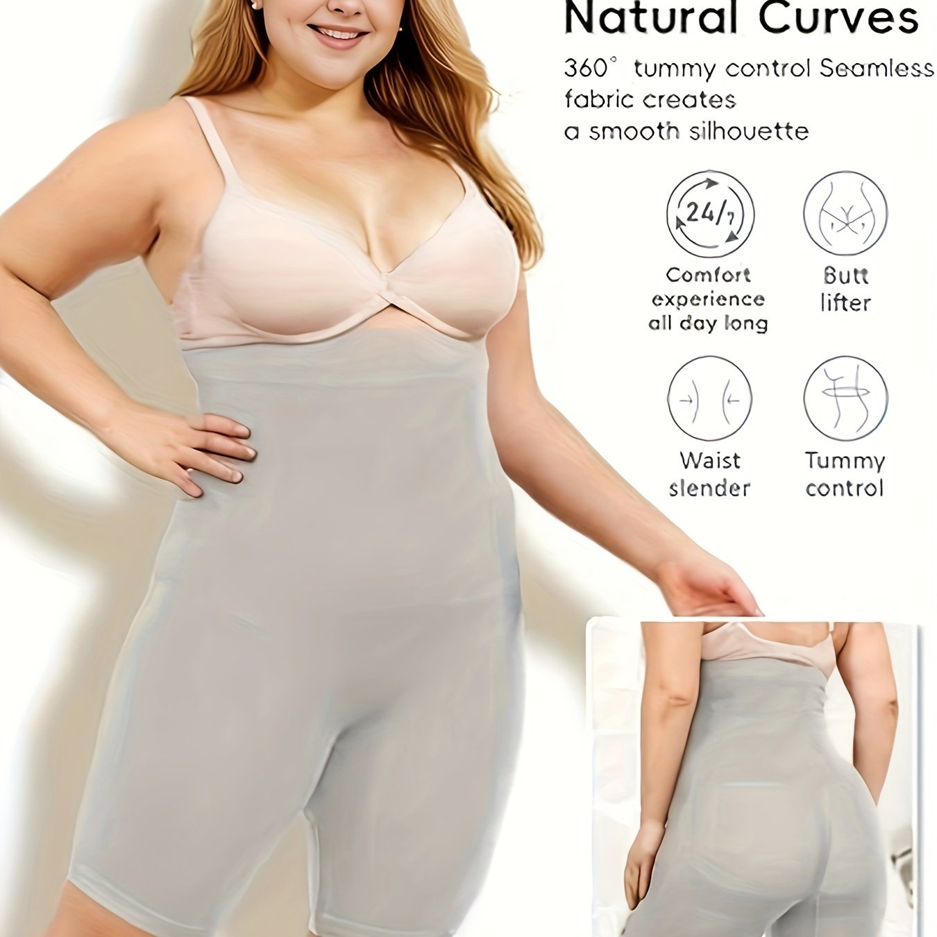 Seamless high-waisted shapewear shorts for women, providing tummy control, butt lift, and slimming effects. Ideal for yoga and fitness, made with breathable nylon blend fabric.