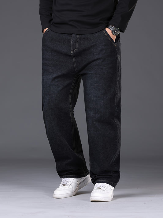 Men's plus size jeans made of high-quality stretch denim, ideal for business casual wear and machine washable.