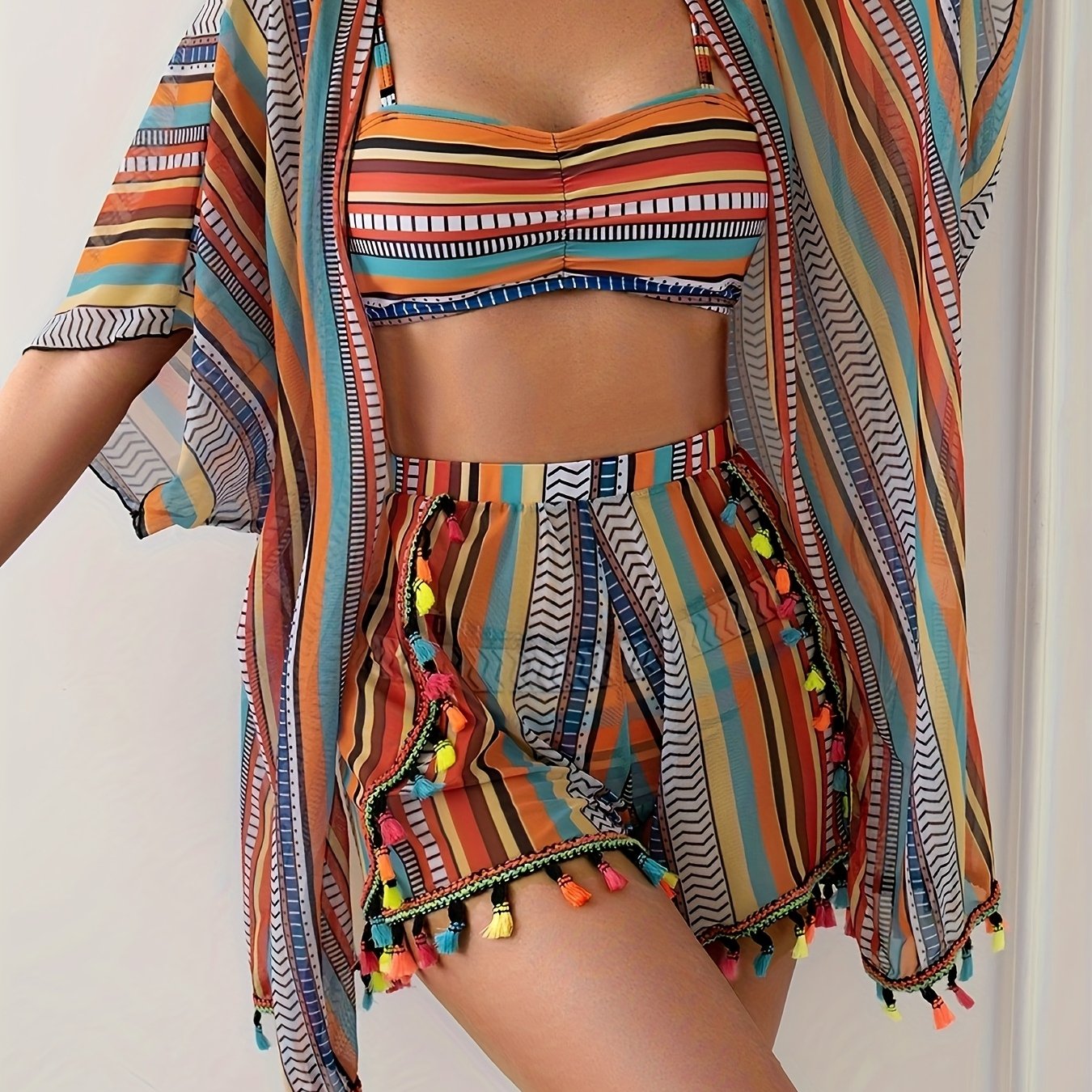 Printed Three-Piece Swimsuit for Women