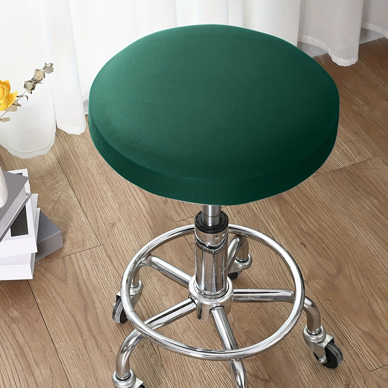 Waterproof round stool cover made of milk fiber fabric with elastic.