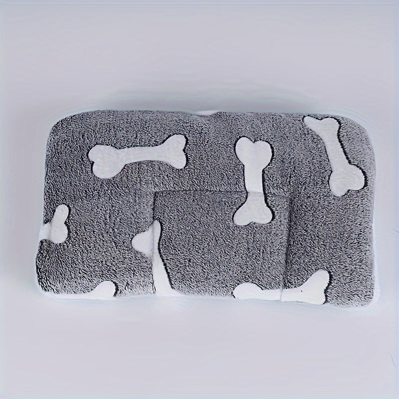 Dual-side pet sleep mat with grey bone pattern. Cute design. Machine washable. Suitable for all breeds.