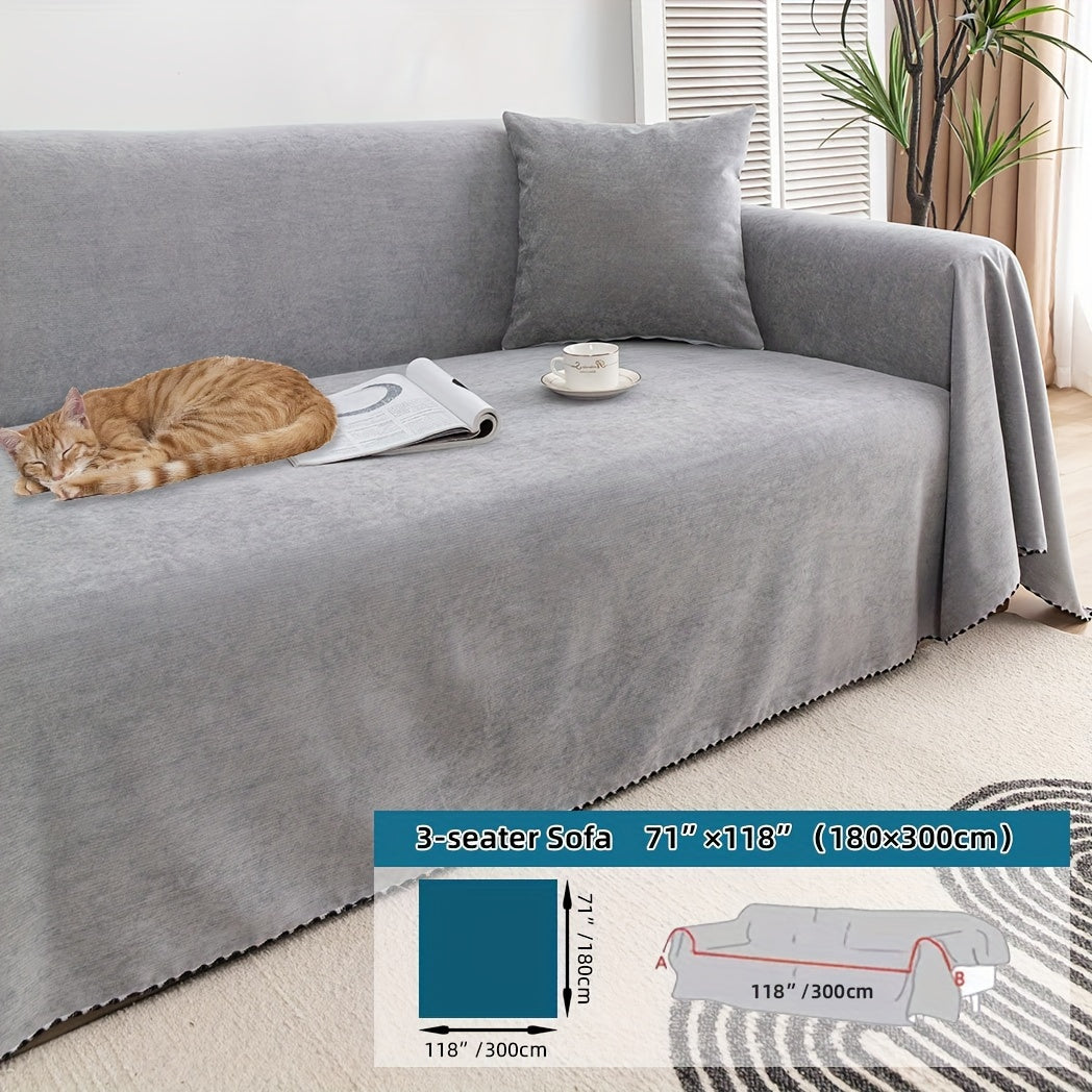 Multi-season, pet-friendly sofa cover with minimalist design protects against scratches, machine washable, ideal for L-shaped and single-seat sofas.