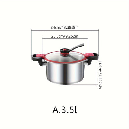 Durable Stainless Steel Soup Pot ideal for Food Processing, featuring a Double Bottom, Glass Lid, and versatile for use as a Stew or Pasta Pot in the Household Kitchen