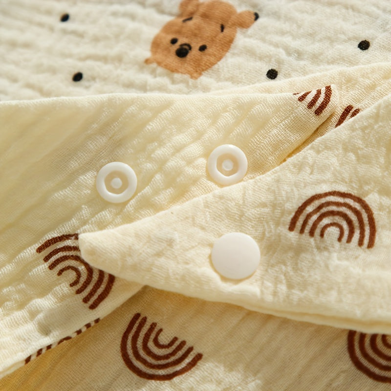 6-Pack of Wheat-colored Cotton Muslin Baby Bibs with Snap Closure, Soft and Absorbent Saliva Cloths, Made from Non-Waterproof Woven Fabric - Perfect for Home and Travel.