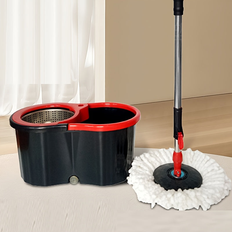 Qulay Ikki Haydovchi Spin Mop To'plami Katta Chelak bilan - Oson Tozalash, Quruq va Nam Yuzalar uchun ajoyib, Oshxona, Hammom, Yashash Xonasi, Kafel Pol, Umumiy Uy Tozalash uchun mukammal.