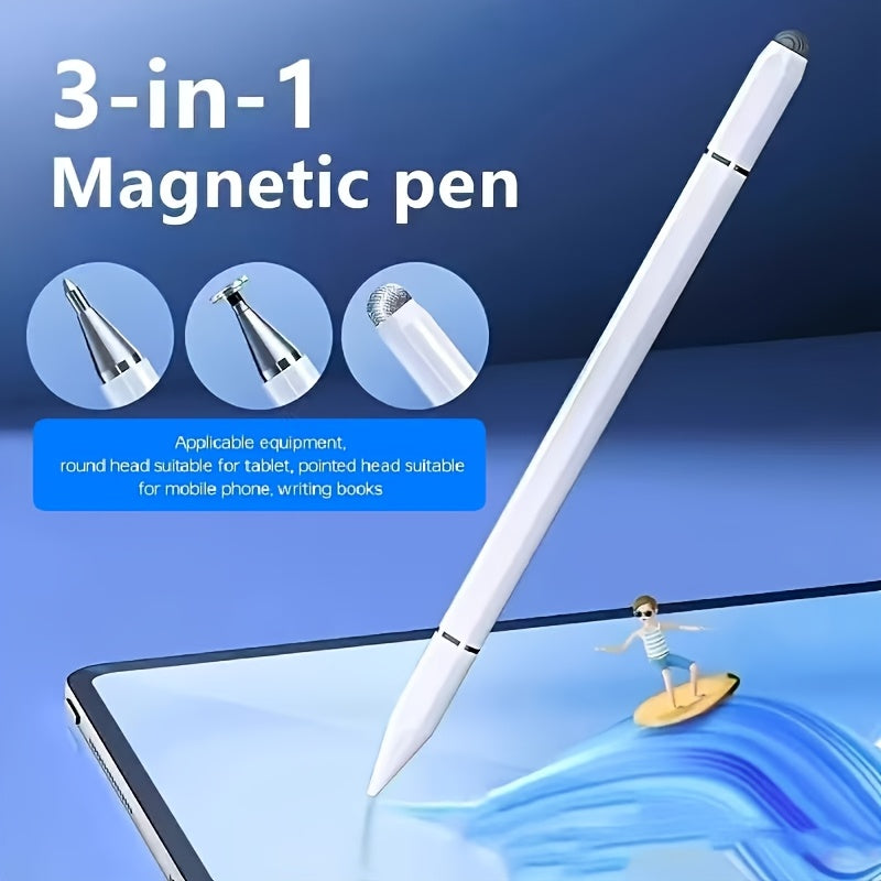 Three-in-one touch screen stylus for iPhone/iPad/Android tablets in black/white, high precision and sensitivity, compatible with all touch screens