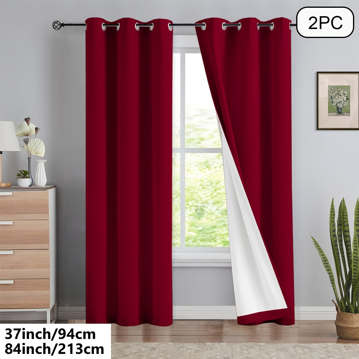 2 blackout curtains for home décor, 100% full blackout with white lining, 54x84 inches, off-white.