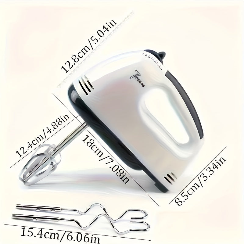 Upgraded electric egg beater with 7 speeds for home baking, featuring a powerful 15W motor. Ideal for beating eggs and whipping cream (#5415).