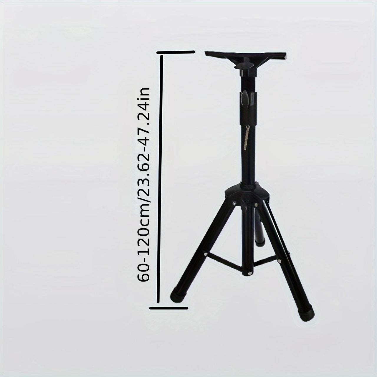 Height-adjustable iron stand for speakers, projectors, and flashlights, suitable for TVs and audio equipment.