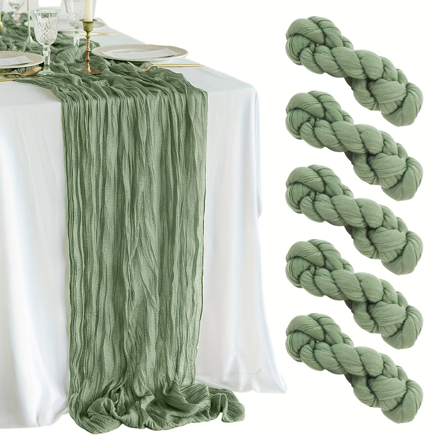 Set of 5 handmade polyester table runners, ideal for weddings and special events