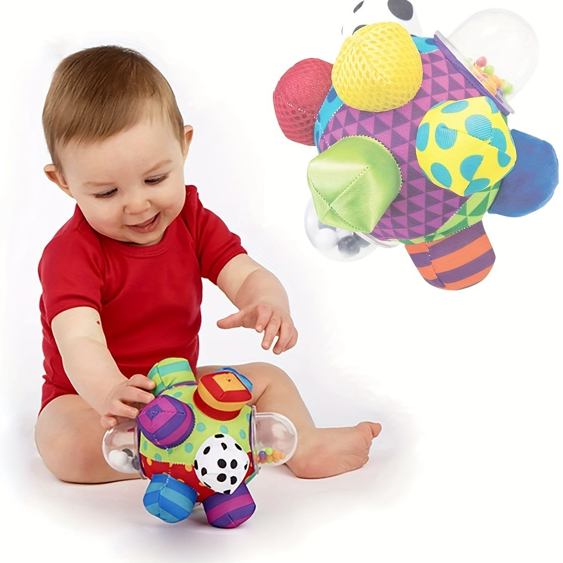 Colorful toy for children from newborn to 2 years old, designed to aid in cognitive and brain development.