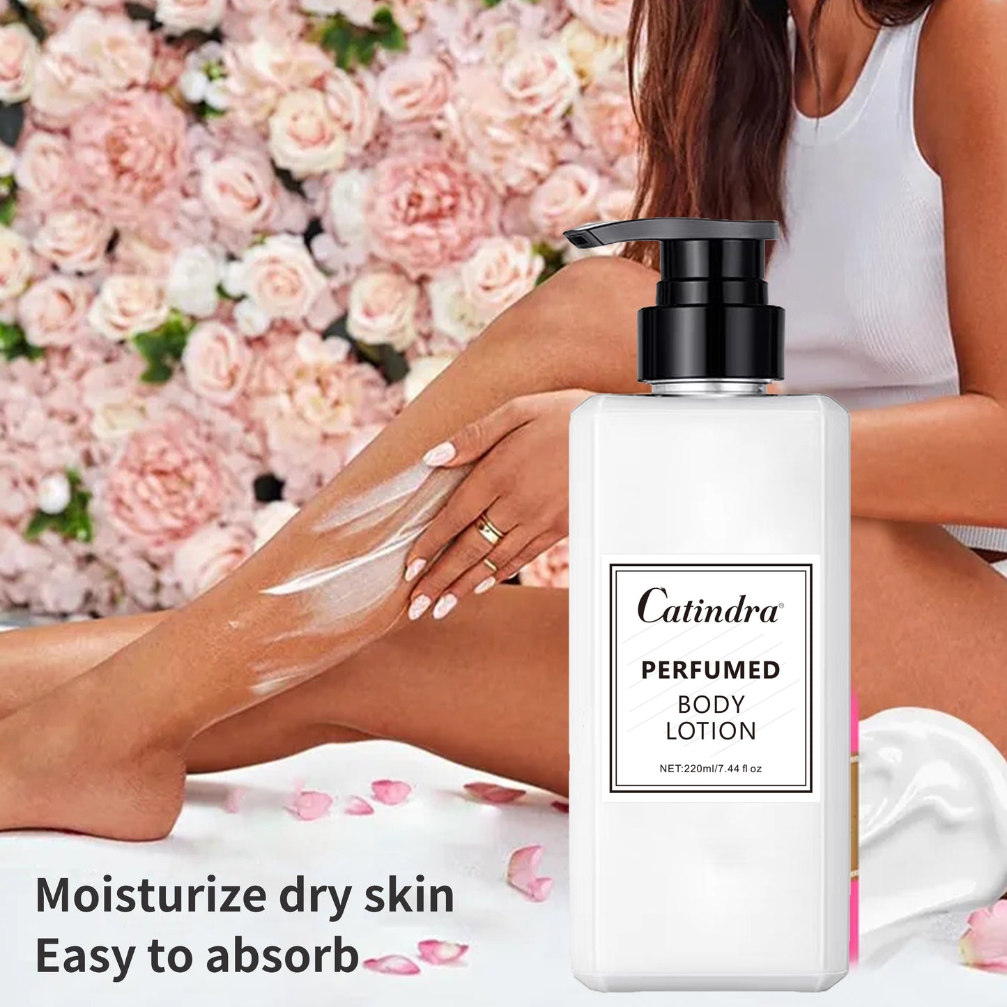 220ml perfumed body lotion for men and women, provides lasting fragrance and moisturizes skin.