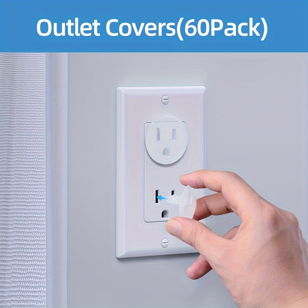 Set of 60 Transparent US Outlet Covers for Childproofing, Long-lasting Electric Socket Protectors, Perfect Gift for Families