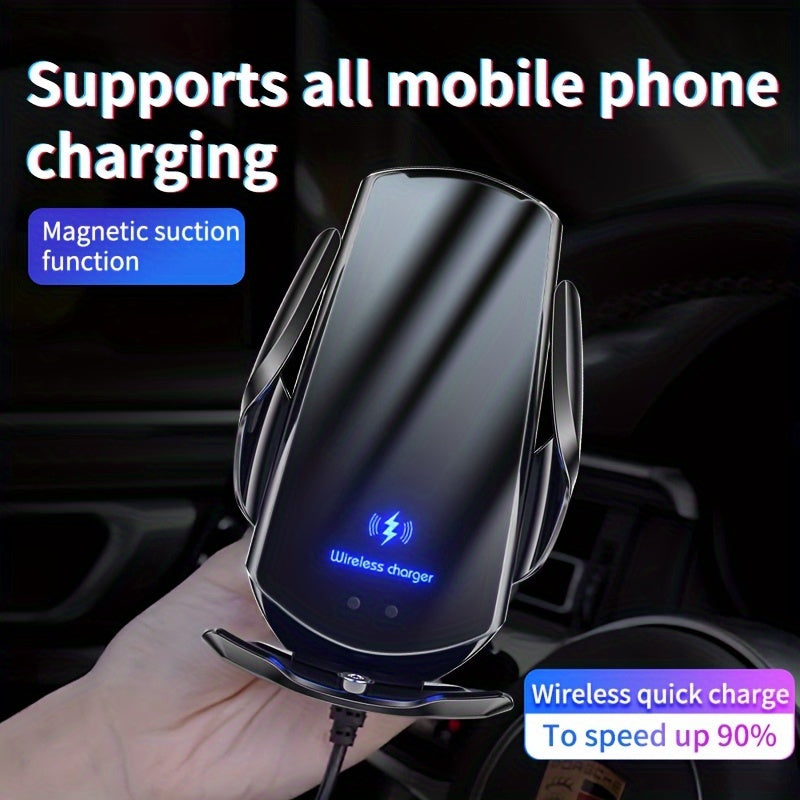 Alynic brand car wireless charger with magnetic auto car mount phone holder for fast charging iPhone and Samsung devices.