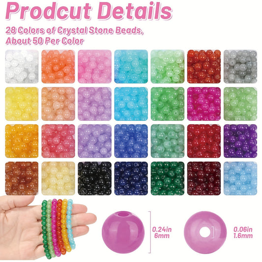 Set of approximately 1400 double puzzle 6mm glass jelly beads for DIY ornament accessories.