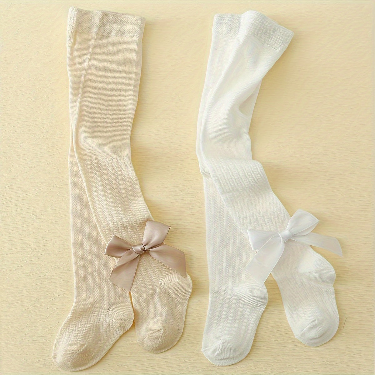 2 Girls' Summer Mosquito-Repellent Knee-High Socks with Bow - Breathable Cotton Blend, All-Seasons