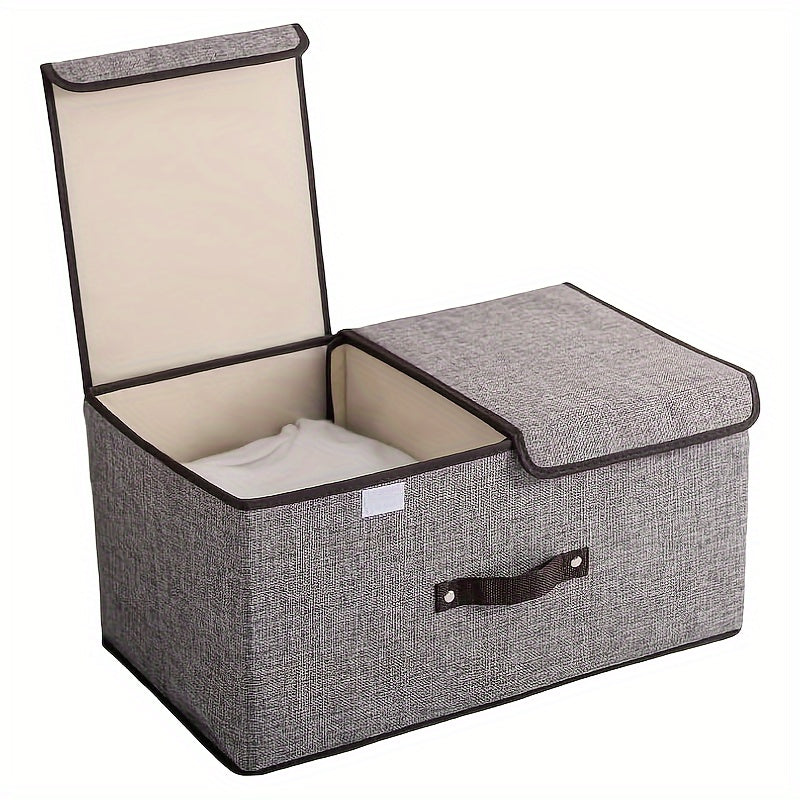 Fabric storage cube with handles that folds easily - great for storing underwear, socks, and organizing closets in the home, bedroom, or office.