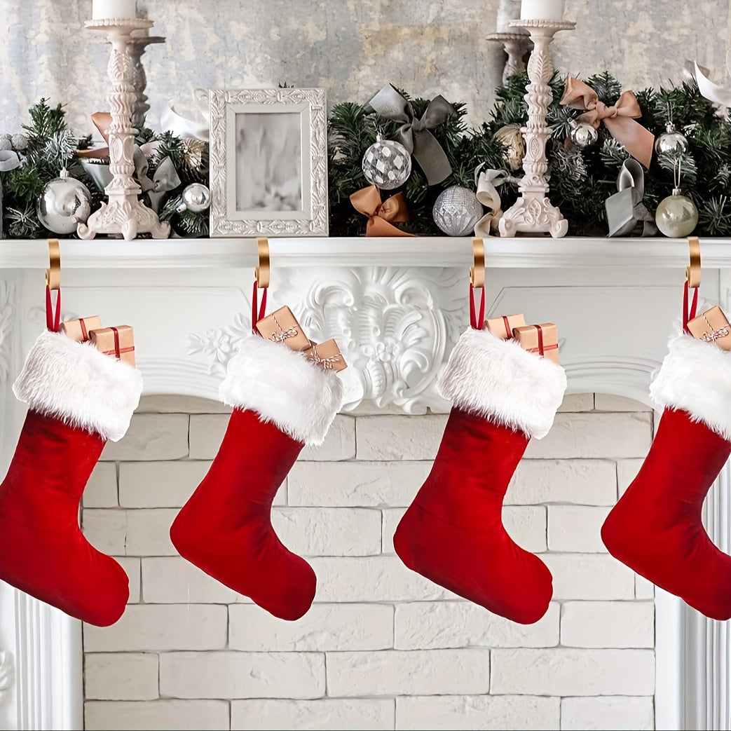 4-piece Set of Christmas Stocking Holders, Cloak Clips Fireplace Hooks for Party Decorations and Christmas Supplies (Silver)