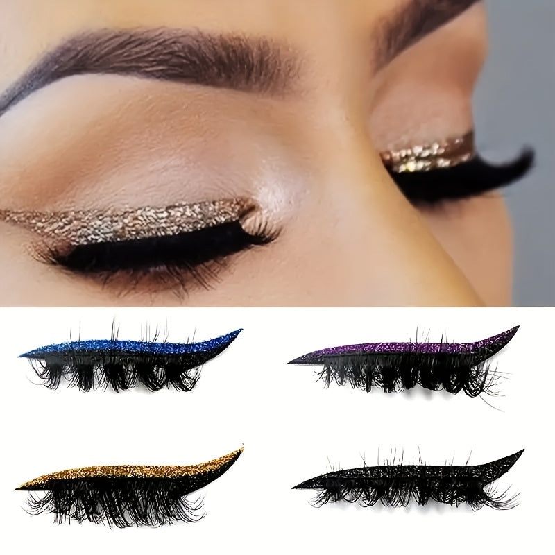 Glitter self-adhesive eyeliner and false eyelashes set - waterproof, no glue needed. Perfect for party and stage makeup, carnival and masquerade.