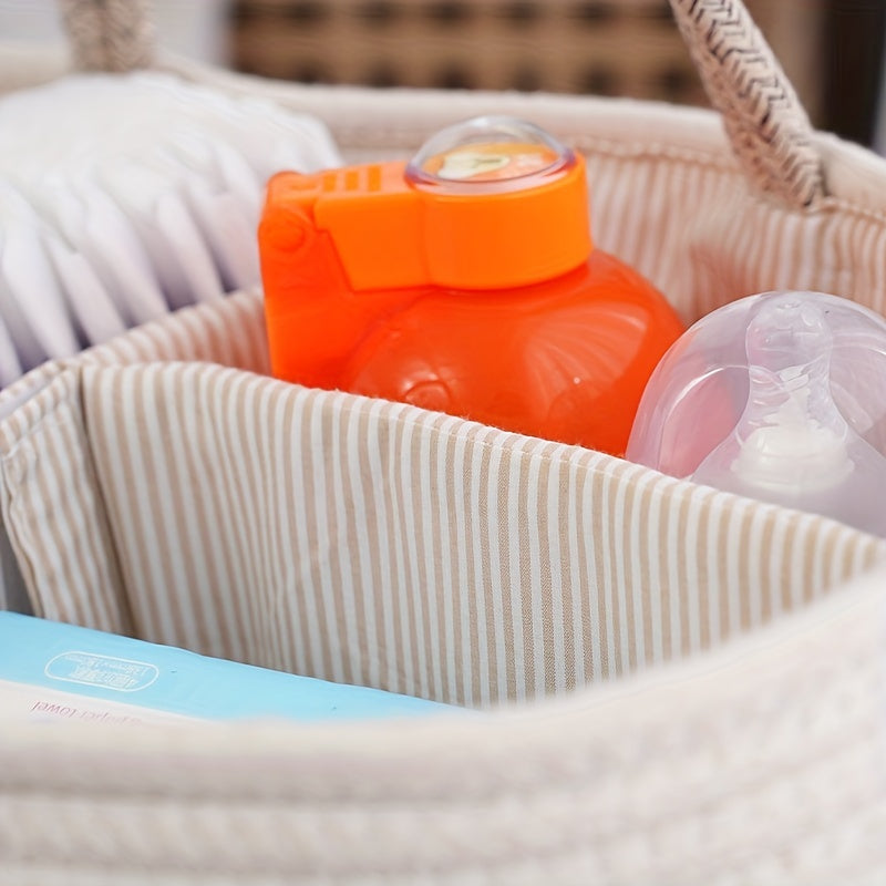 Versatile Storage Basket with Divided Compartments - Easily Portable Alphabet Design for Organizing Milk Bottles, Diapers, Baby Essentials, and Infant Supplies. This European-inspired Rope Laundry Basket offers ample storage capacity for your Home