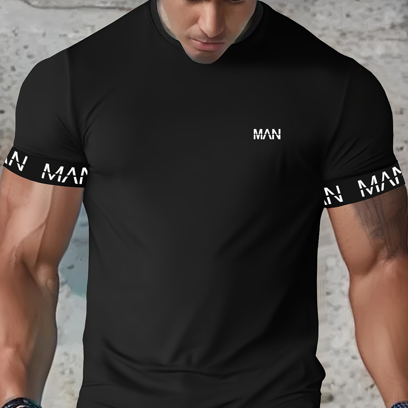 Men's lightweight athletic t-shirt made from a breathable and stretchy blend of polyester and elastane, suitable for gym, running, and training. Machine washable.