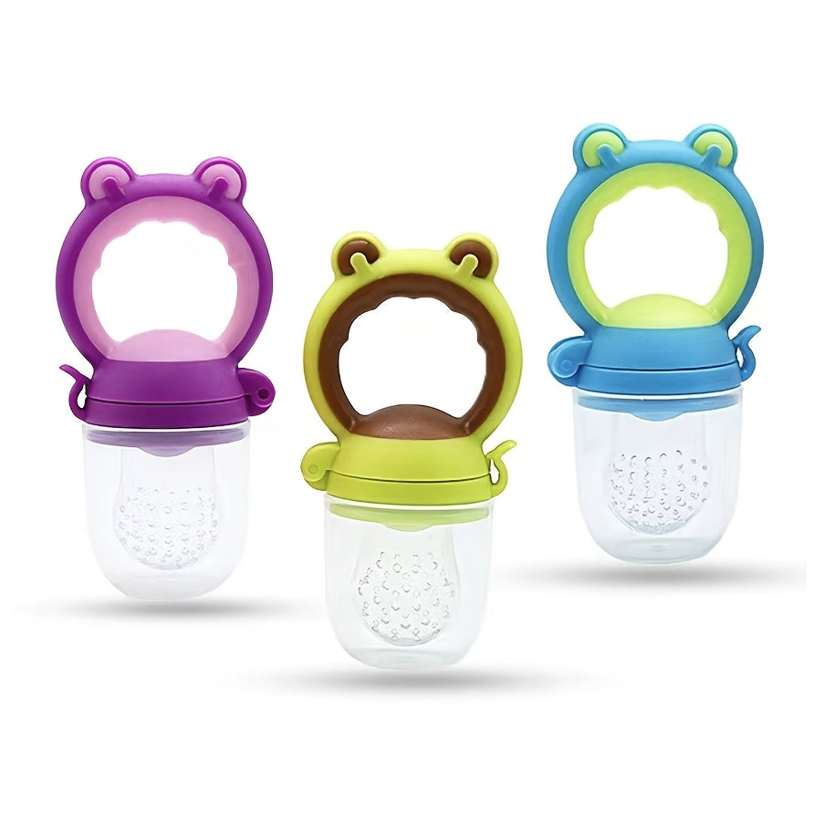 Baby Feeding Set includes 7 Pieces: Silicone Feeding Bottle with Spoon, Squeeze Baby Food Dispensing Spoon Feeder, Fresh Food Feeder Pacifier, Strawberry Teether, Pacifier Chain Clips Holder, and 3-Size Nipples. Perfect for Halloween, Thanksgiving, or