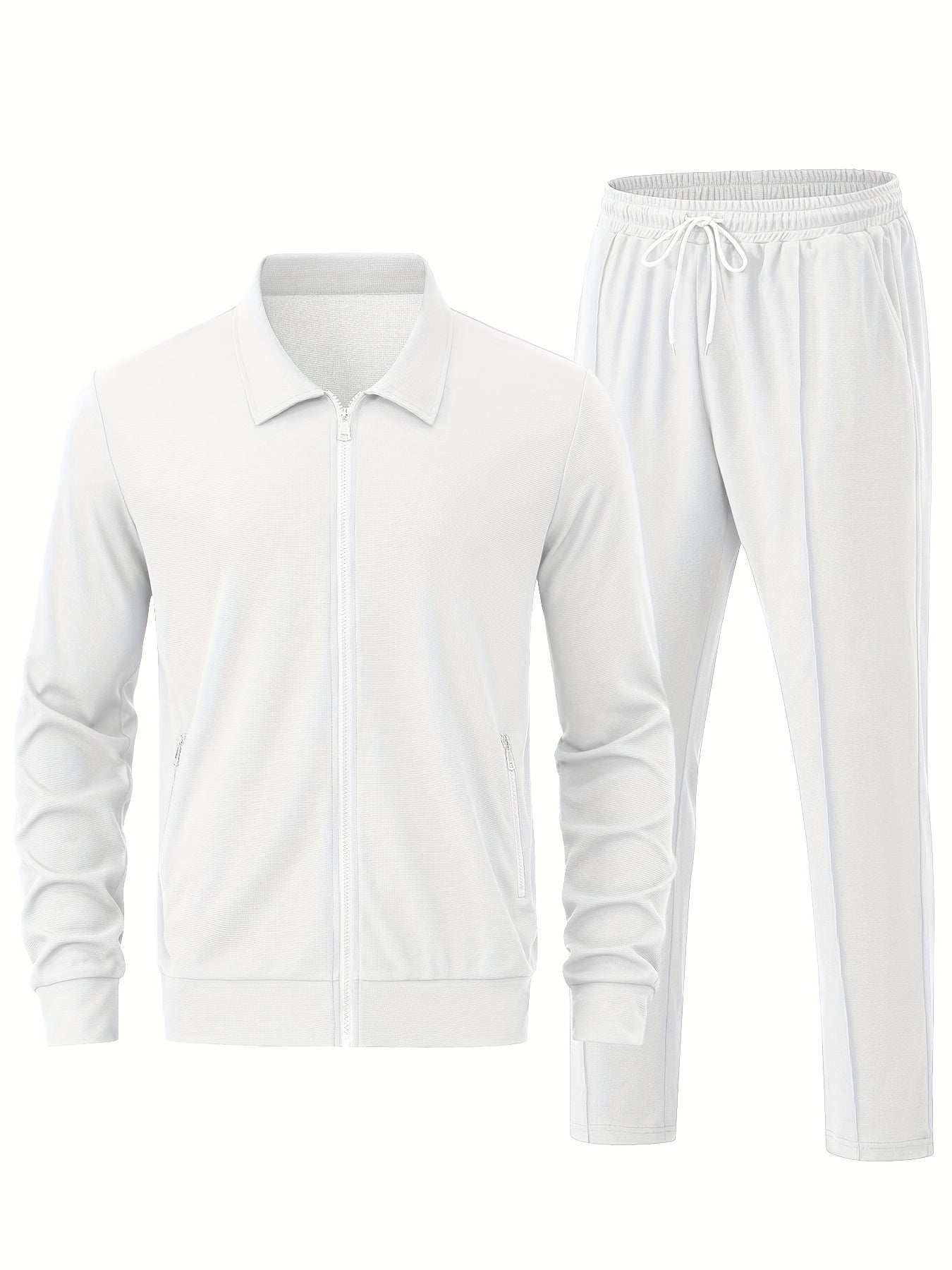 Men's 2-piece athletic outfit for outdoor sports, featuring a zip-up jacket and pants.