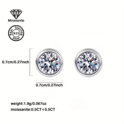 These dazzling 925 silver stud earrings feature a 1 carat white moissanite, perfect for adding a touch of light luxury to any outfit. Versatile and suitable for daily wear, these earrings make a perfect gift for Valentine's Day, Christmas, Halloween, New