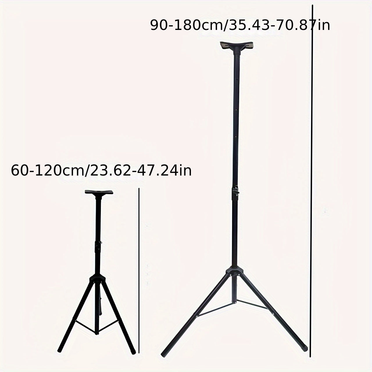 Height-adjustable iron stand for speakers, projectors, and flashlights, suitable for TVs and audio equipment.