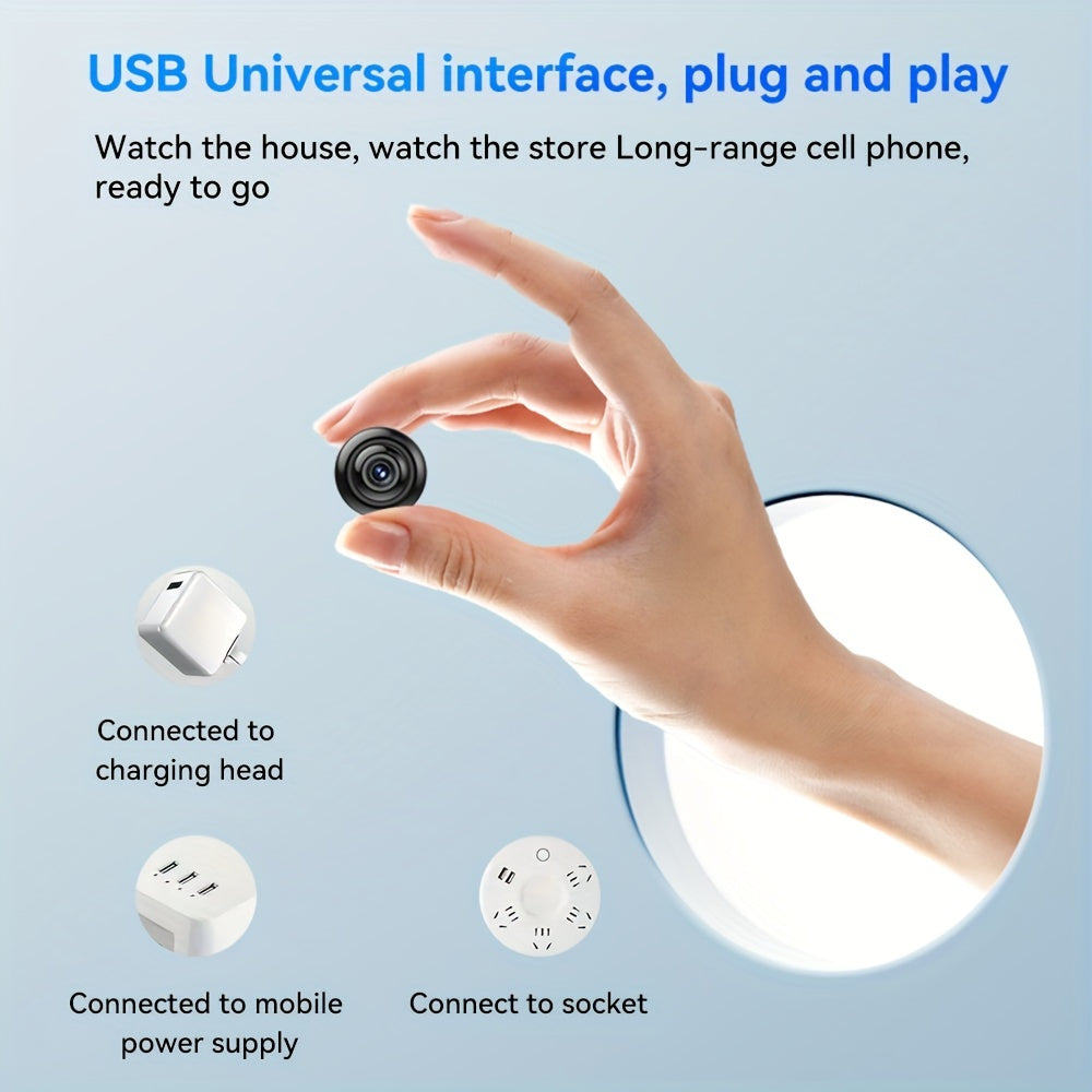 Compact USB-powered Mini Camera ≤36V with Real-Time Monitoring, Infrared Night Vision, Motion Detection for Smart Home Security indoors - ideal for Puppy Nanny Cam, Easy to Install.