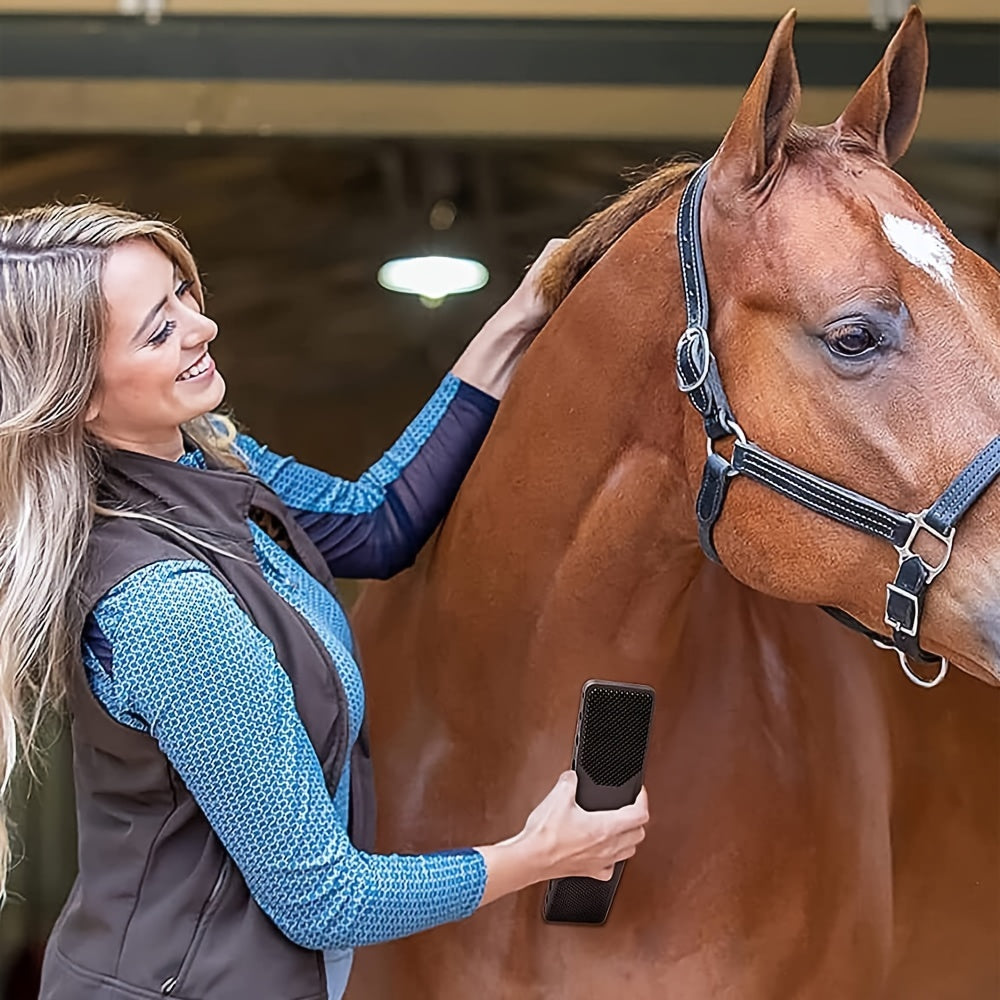 Durable ABS grooming brush for horses and dogs, perfect for shedding and detangling.