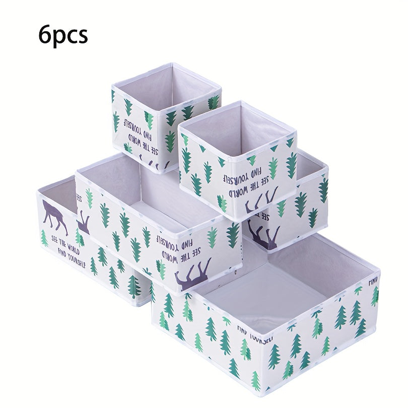 Set of 6 Fabric Drawer Organizers for Clothes, Underwear, and Socks - Cute Animal Prints for Dresser and Closet Storage Solutions