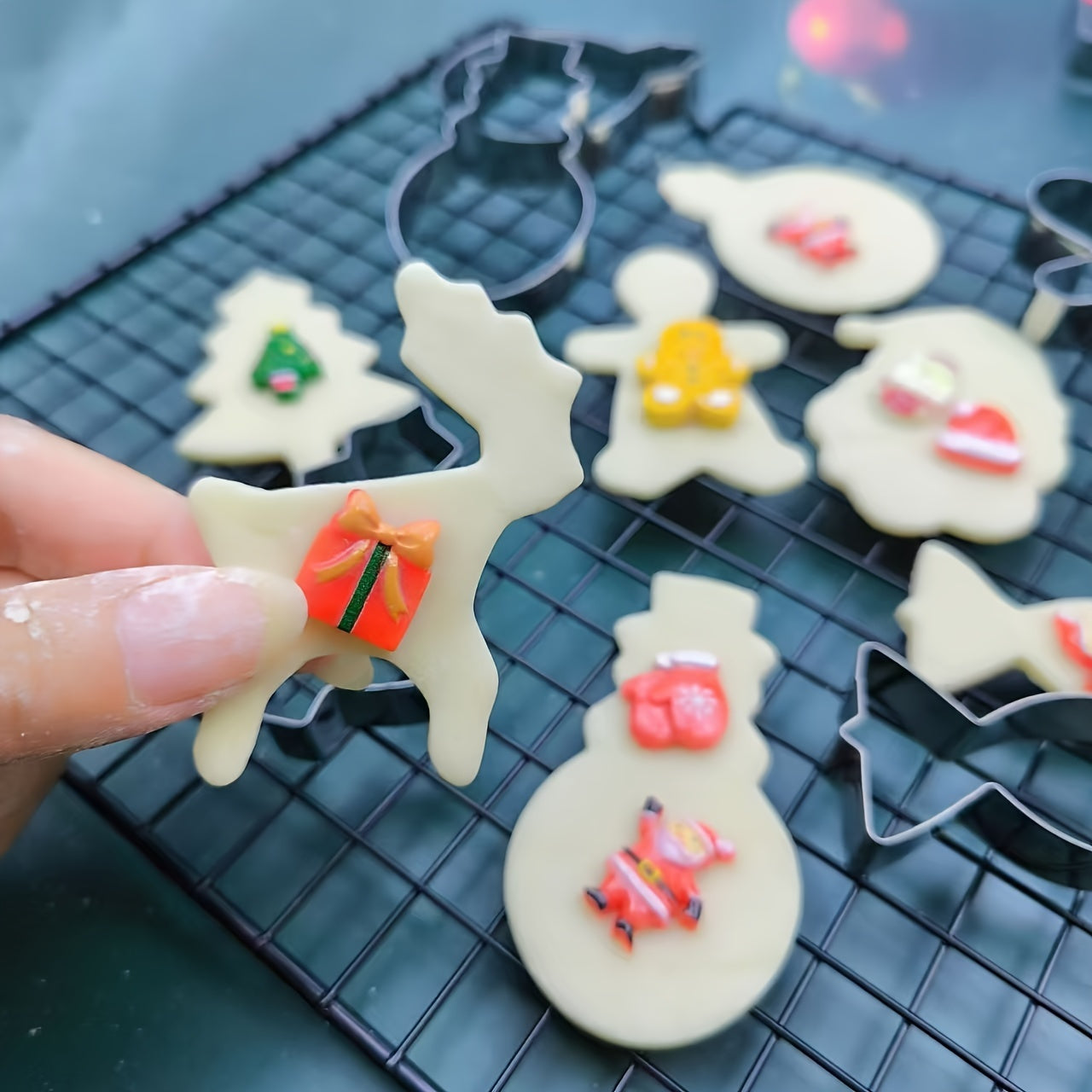 Set of 12 Christmas Cookie Cutters - Stainless Steel with Festive Snowman, Snowflake, Tree, and Santa Designs for Holiday Baking