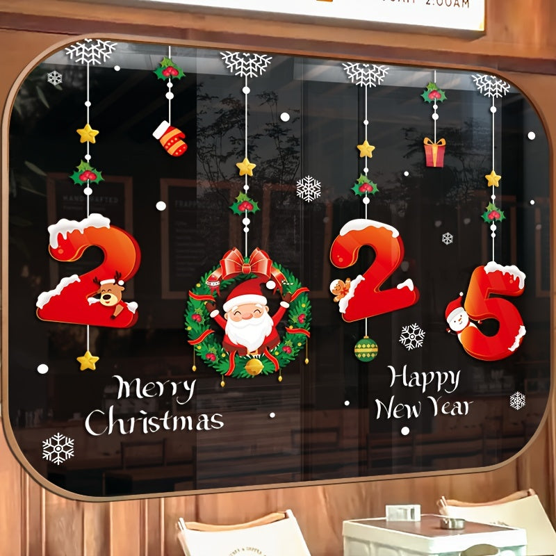 Get ready for the holiday season with the Classic Christmas and New Year Window Clings Set. This 2-pack features Santa Claus and snowflake electrostatic decals that are perfect for decorating your windows and mirrors. These festive static window