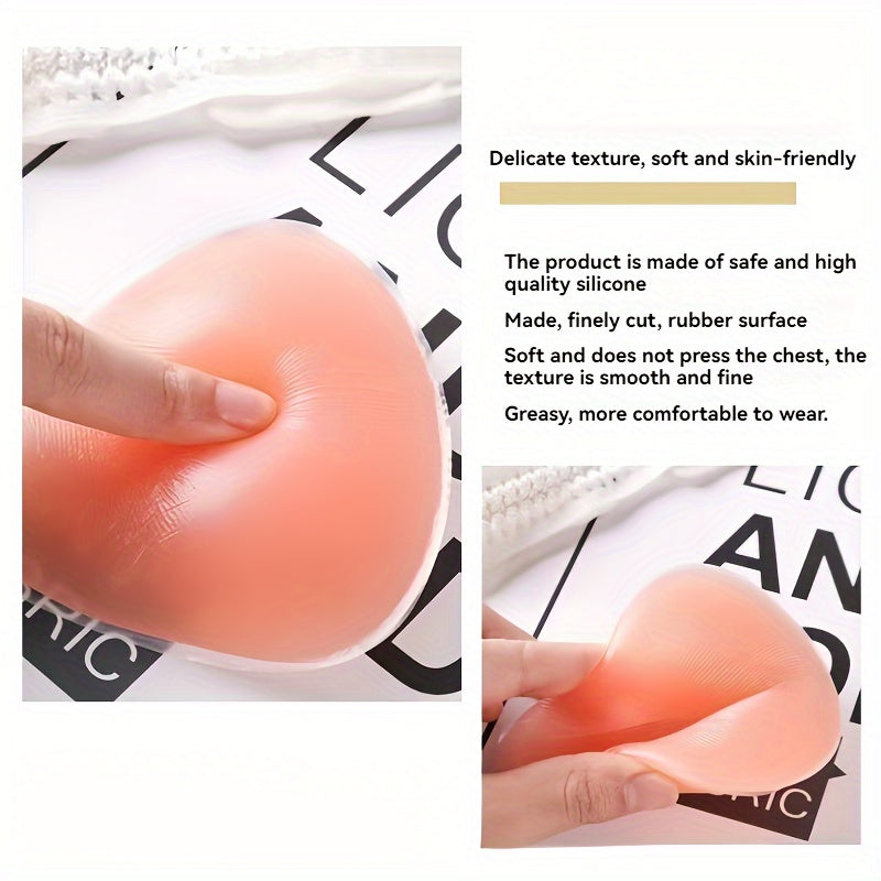 Silicone bra inserts for invisible cleavage boost, fits bras and swimwear, waterproof and reusable.