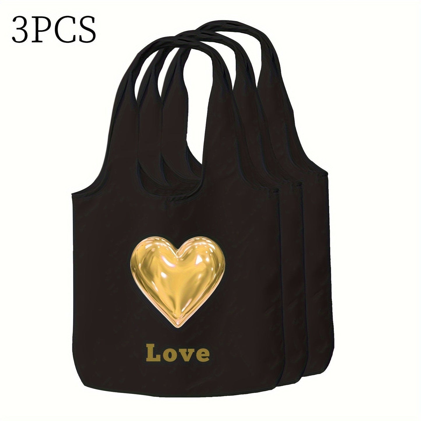 Customize your tote bag with custom text and a heart pattern. Available in sets of 1, 3, or 9 pieces, this personalized canvas bag can be printed on both sides. Perfect for daily commutes, outdoor picnics, parties, traveling, and shopping.